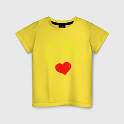 Футболка хлопковая детская Volleyball Heart, цвет: желтый