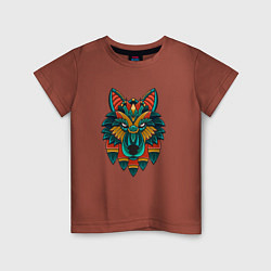 Детская футболка Серьезный волк орнамент