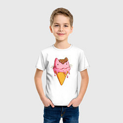 Футболка хлопковая детская Cat Ice Cream, цвет: белый — фото 2