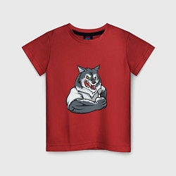 Футболка хлопковая детская Серый волк, цвет: красный