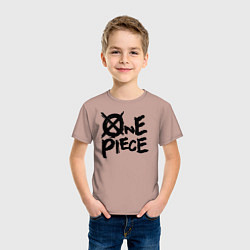 Футболка хлопковая детская One Piece Большой куш лого, цвет: пыльно-розовый — фото 2