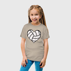 Футболка хлопковая детская Сердце Волейбола, цвет: миндальный — фото 2