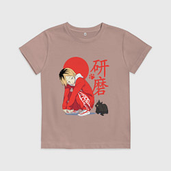 Детская футболка Кенма Козуме с котиком Haikyuu