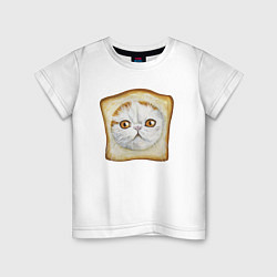 Футболка хлопковая детская Bread Cat, цвет: белый