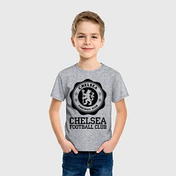 Футболка хлопковая детская Chelsea FC: Emblem, цвет: меланж — фото 2