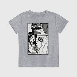 Футболка хлопковая детская Девушка из манги, цвет: меланж