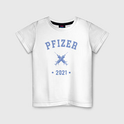 Футболка хлопковая детская Pfizer 2021, цвет: белый