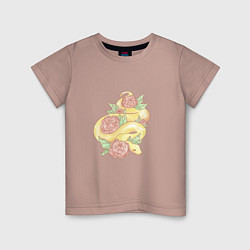 Детская футболка Змея акварелью