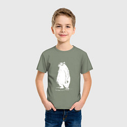 Футболка хлопковая детская Курьер - Медведь, цвет: авокадо — фото 2