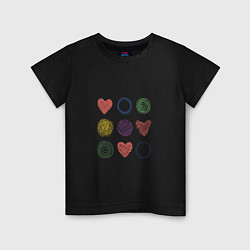 Детская футболка Цветные сердца и круги