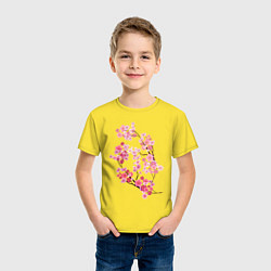 Футболка хлопковая детская Цветение вишни, цвет: желтый — фото 2