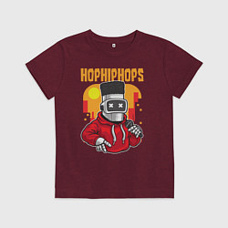 Футболка хлопковая детская Робот с микрофоном, цвет: меланж-бордовый