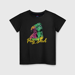 Детская футболка Папе черного мопса