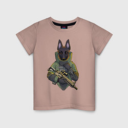 Детская футболка Овчарка-военный
