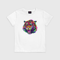 Футболка хлопковая детская Color Tiger, цвет: белый