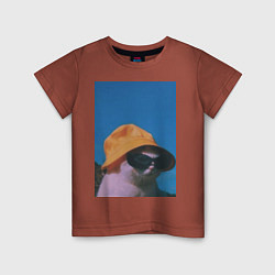 Детская футболка Котик в шляпе и очках