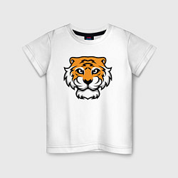 Футболка хлопковая детская Забавный Тигр, цвет: белый