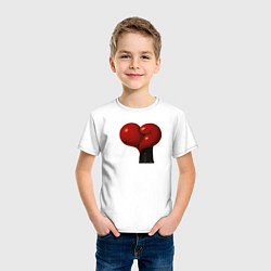 Футболка хлопковая детская Боксерские перчатки- сердце, цвет: белый — фото 2