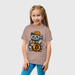 Футболка хлопковая детская Крипто-кот, цвет: пыльно-розовый — фото 2