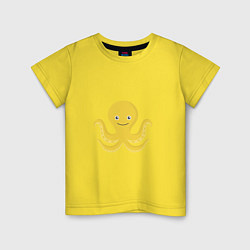Детская футболка Осьминог Желтый Улыбается
