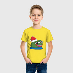 Футболка хлопковая детская Pepe, pepe happy, Пепе хеппи, pepe happy new year, цвет: желтый — фото 2