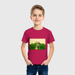 Футболка хлопковая детская Mario Coins, цвет: маджента — фото 2