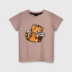 Детская футболка Тигренок и кофе