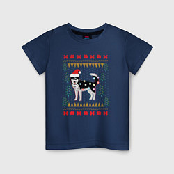 Детская футболка Рождественский свитер Хаски