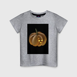 Футболка хлопковая детская Хеллоуин тыква на хэллоуин Helloween, цвет: меланж