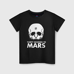 Футболка хлопковая детская 30 Seconds to Mars белый череп, цвет: черный