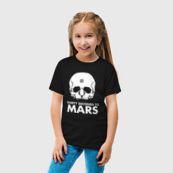 Футболка хлопковая детская 30 Seconds to Mars белый череп, цвет: черный — фото 2