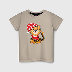 Детская футболка Тигренок в шапке и в шарфе