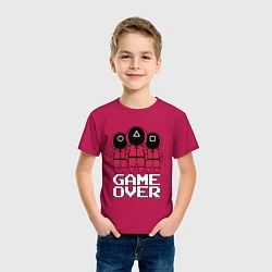 Футболка хлопковая детская ИГРА В КАЛЬМАРА КОНЕЦ ИГРЫ SQUID GAME GAME OVER, цвет: маджента — фото 2