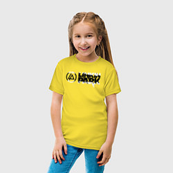 Футболка хлопковая детская Линкин Парк Лого ЧБ Рок Linkin Park, цвет: желтый — фото 2