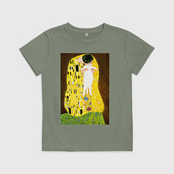 Детская футболка Густав Климт влюблённые поцелуй с котом