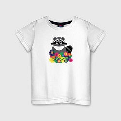 Детская футболка Цветочный енот