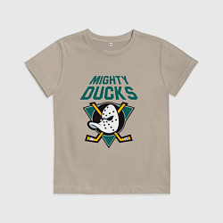 Футболка хлопковая детская Анахайм Дакс, Mighty Ducks, цвет: миндальный