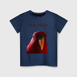 Футболка хлопковая детская Красный попугай, цвет: тёмно-синий