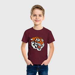 Футболка хлопковая детская Smiling Tiger, цвет: меланж-бордовый — фото 2