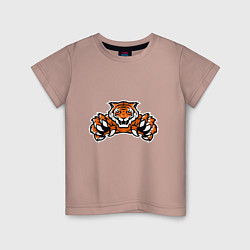 Футболка хлопковая детская Tiger - Warrior, цвет: пыльно-розовый