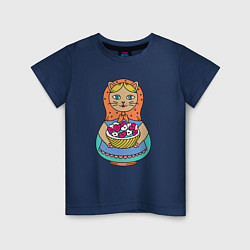 Детская футболка Кошка-матрешка садовод