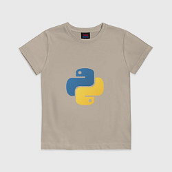 Футболка хлопковая детская Python язык, цвет: миндальный