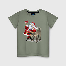 Детская футболка Прикольный дедуля с подарком и олень