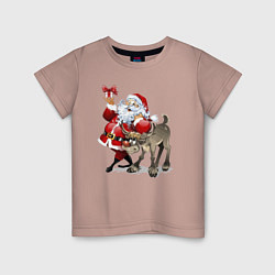 Детская футболка Прикольный дедуля с подарком и олень