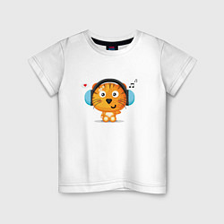 Детская футболка Тигренок в наушниках