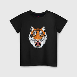 Детская футболка Свирепый тигр стиль low poly