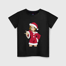 Футболка хлопковая детская Анимешная девочка Санта, цвет: черный