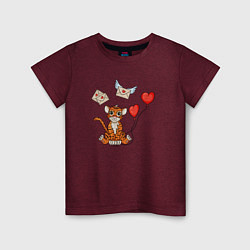 Детская футболка Влюбленный тигренок с валентинками