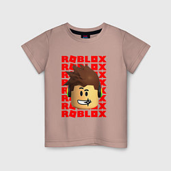 Детская футболка ROBLOX RED LOGO LEGO FACE