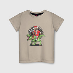 Детская футболка Мопс на Динозавре Новый год 2022